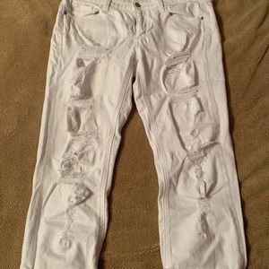 White Capri ripped jeans